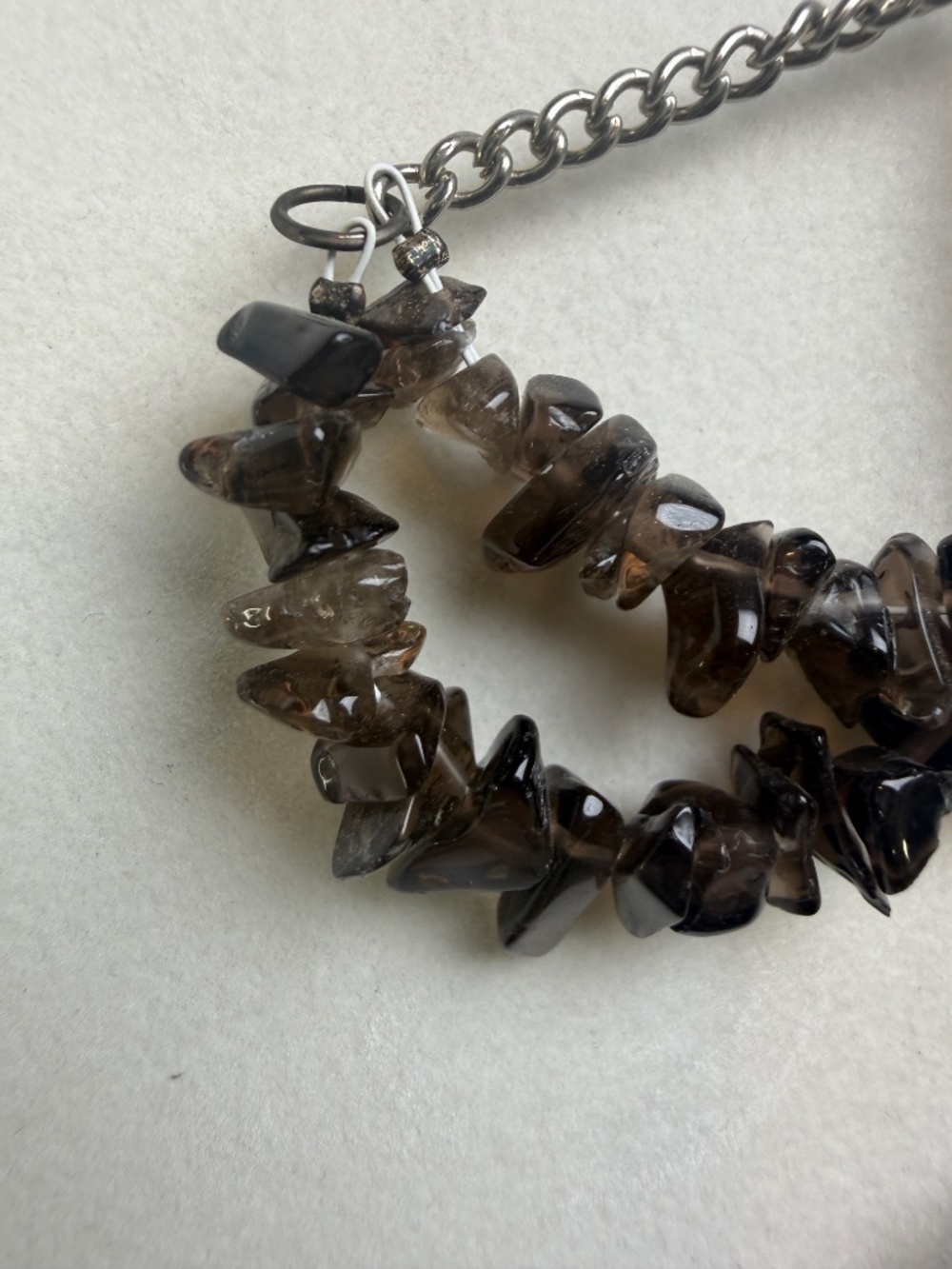 Handmade Dangle Earrings Smokey Quartz Chips Earwire Boho - Picture 3 of 6